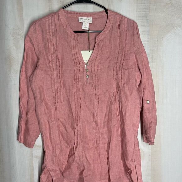 Cynthia Rowley dusty pink linen tunic top pullover style, size small - Picture 13 of 14